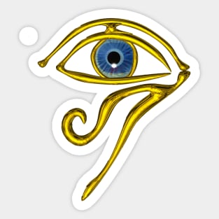 BLUE TALISMAN / GOLD HORUS EYE  IN BLACK Egyptian Divinity Sticker